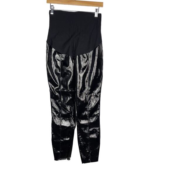 New ASOS Maternity 6 Black Faux Leather Pants Over The Belly High Waist Seamed - Picture 1 of 10